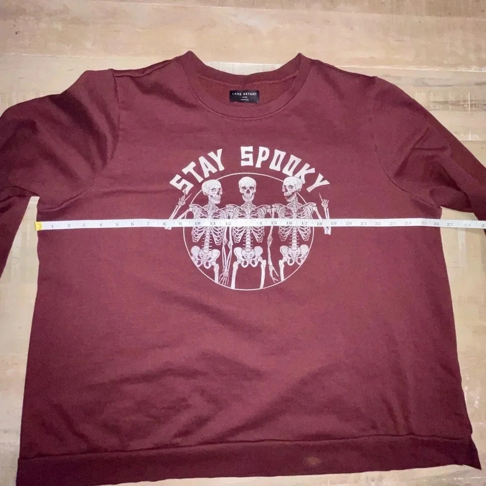 LANE BRYANT “Stay Spooky” Crewneck Sweater - Size 18/20 Maroon - Picture 9 of 10